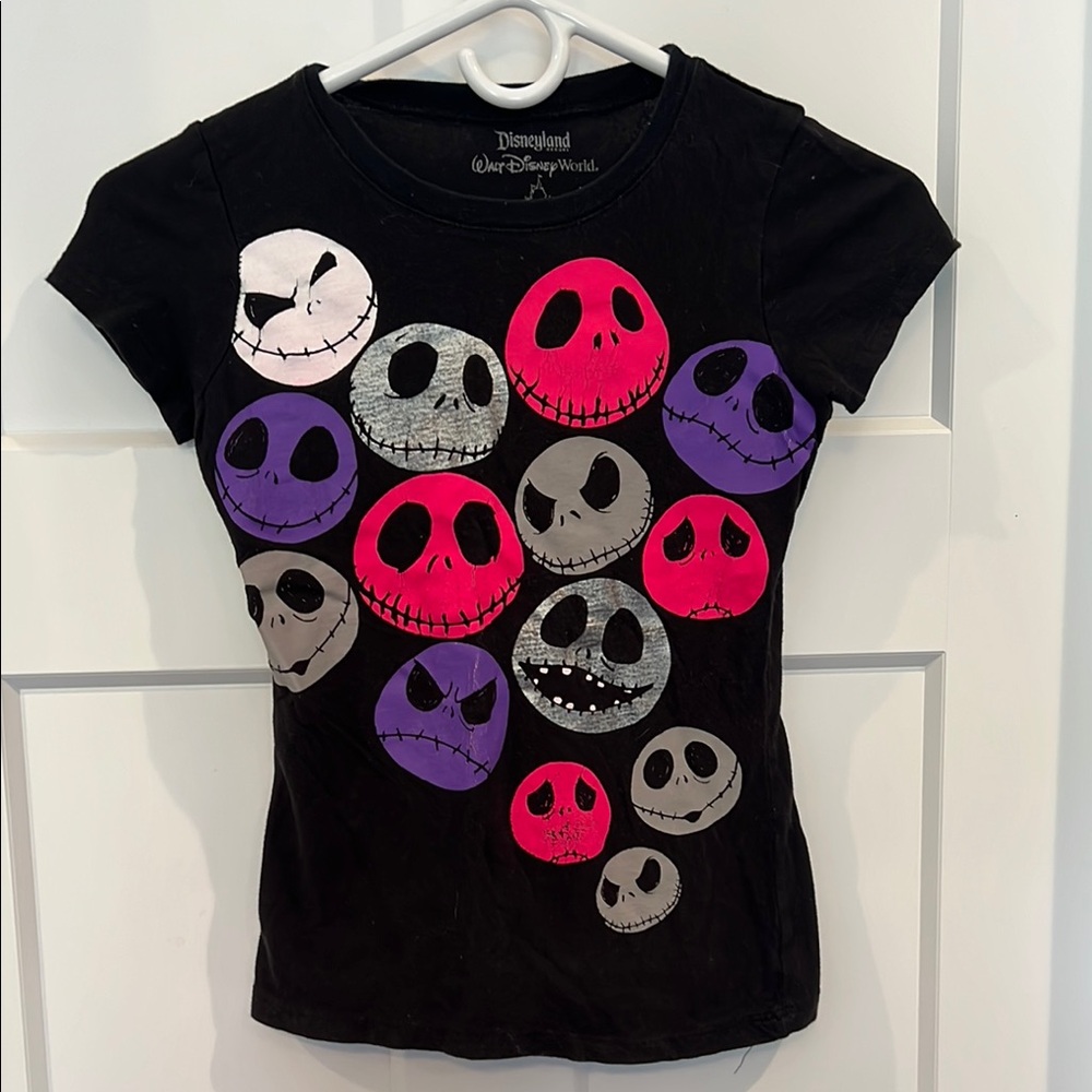 Disney Black and Pink Jack Skellington Short Sleeve Tee